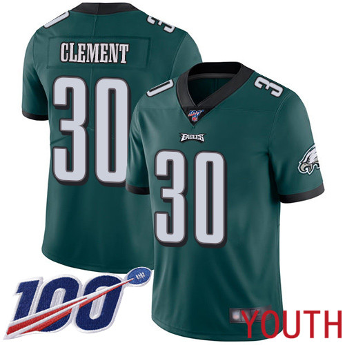 Youth Philadelphia Eagles 30 Corey Clement Midnight Green Team Color Vapor Untouchable NFL Jersey Limited 100th